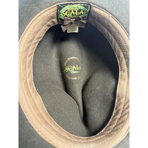 Scala Dorfman Pacific 100% Wool Felt Brown Hat Small Very Good Condition Fedora - Picture 5 of 9